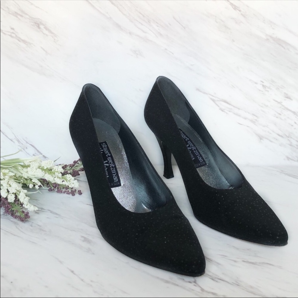 Vintage Stuart Weitzman black glitter heels size 7